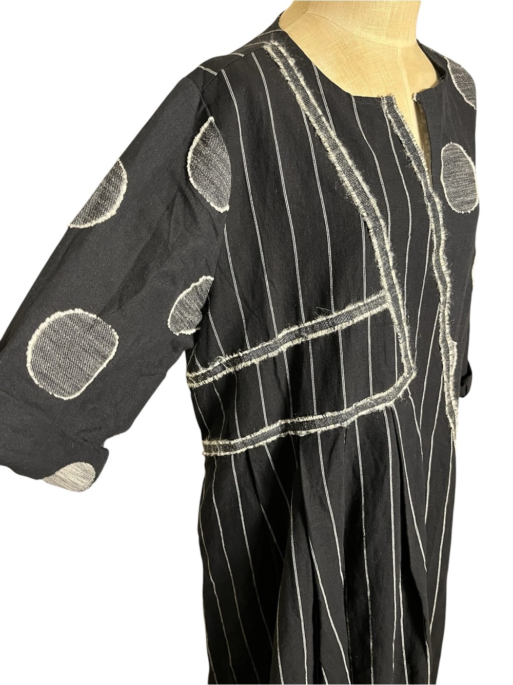 Lagenlook Black White Mixed Print Art to Wear Maxi Dress Eva Trends XL - Picture 7 of 9